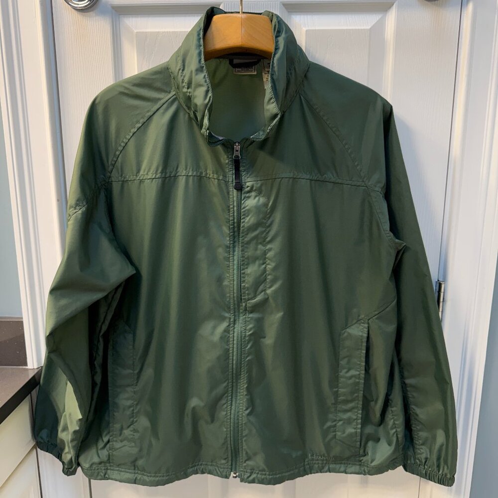 NWOT L.L. Bean‎ Stowaway Windbreaker Hooded Jacket Green 100% Nylon Size XXL